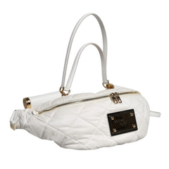 Dolce & Gabbana White Quilted Logo 90's Sicily Belt Waist Fanny Pack Bag