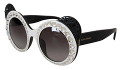 Dolce & Gabbana DG4325BM White Black Acetate Crystal Shades Sunglasses