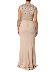 Dolce & Gabbana Nude Ecru Beaded Crystal Embellished Dress