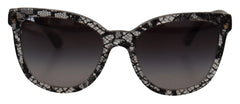 Dolce & Gabbana DG4190 Black Lace Acetate Crystal Round Sunglasses