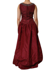 Dolce & Gabbana Burgundy Silk Beaded Evening Gown Dress