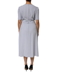 Dolce & Gabbana Light Blue Viscose Blend Floral Applique Dress