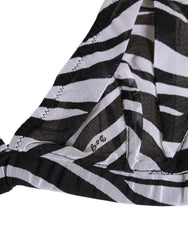 Dolce & Gabbana Black White Zebra Print Sheer Mesh Bralette Underwear