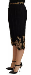 Dolce & Gabbana Black Lace Gold Baroque SPECIAL PIECE Shorts