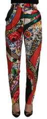 Dolce & Gabbana Multicolor Patchwork Jacquard High Waist Pants