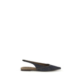 Brunello Cucinelli Blue Cotton Ballet Flats