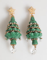 Dolce & Gabbana Gold Brass Multicolour Christmas Tree Earrings