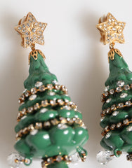 Dolce & Gabbana Gold Brass Multicolour Christmas Tree Earrings