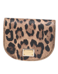 Dolce & Gabbana Brown Leopard Print Calf Leather Small Coin Purse Wallet