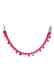 Dolce & Gabbana Pink Embellished Leather Bag Handle Women Shoulder Strap