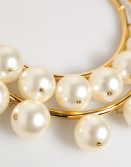Dolce & Gabbana Gold Brass Faux Pearl Crystal Statement Luxury Jewelry Necklace