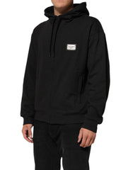 Dolce & Gabbana Black Logo FullZip Hooded Sweatshirt Sweater