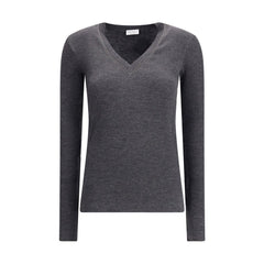 Brunello Cucinelli Gray Wool Long Sleeve T-Shirt