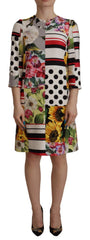 Dolce & Gabbana Multicolor Pachwork Charmeuse Floral Shift Dress