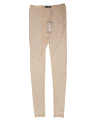 Dolce & Gabbana Beige Nylon Stretch Logo Lace Leggings Underwear