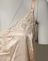 Dolce & Gabbana Nude Chemise Lingerie Silk Blend Lace Trim Dress