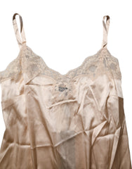 Dolce & Gabbana Nude Chemise Lingerie Silk Blend Lace Trim Dress