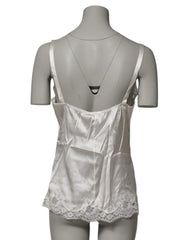 Dolce & Gabbana Off White Floral Lace Tank Lingerie Top Underwear