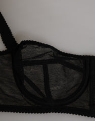 Dolce & Gabbana Black Floral Underwired Balconette Bra Underwear