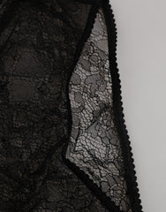 Dolce & Gabbana Black Nylon Stretch High Waist Panty Underwear