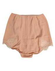Dolce & Gabbana Beige Silk Stretch High Waist Girdle Underwear