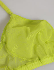 Dolce & Gabbana Yellow Green Nylon Soft Cup Brassiere Underwear