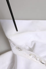 Dolce & Gabbana White Crystal Embellished Dress Shirt Top