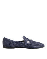 Dolce & Gabbana Blue Woven Leather Slip On Loafers Men Shoes
