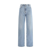 Valentino Blue Cotton High-Waisted Jean
