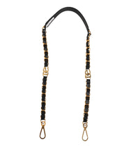 Dolce & Gabbana Black Leather Gold Chain Bag Accessory Shoulder Strap