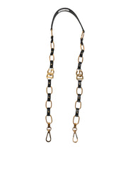 Dolce & Gabbana Black Leather Gold Chain Bag Accessory Shoulder Strap