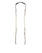 Dolce & Gabbana Black Leather Pearl Chain Bag Accessory Shoulder Strap