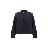 Brunello Cucinelli Blue Fleece Wool Bomber
