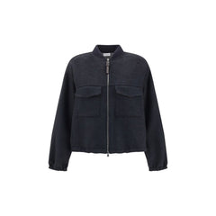 Brunello Cucinelli Blue Fleece Wool Bomber