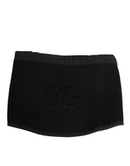 Dolce & Gabbana Black Lace Stole Knitted DG Logo Men One Size Scarf