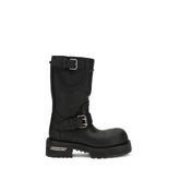 Balenciaga Black Calf Leather Bos Taurus Lace-Up Boots