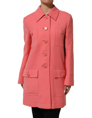 Dolce & Gabbana Pink Buttoned Down Trench Coat Jacket