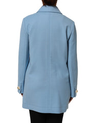Dolce & Gabbana Blue Buttoned Down Trench Coat Jacket