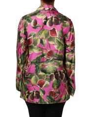 Dolce & Gabbana Hot Pink Fig Printed Silk Shirt Blouse Top
