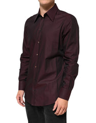 Dolce & Gabbana Violet GOLD Cotton Collared Dress Formal Shirt
