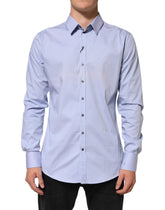 Dolce & Gabbana Blue SICILIA Cotton Men Dress Formal Shirt