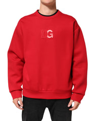 Dolce & Gabbana Red DG Logo Crew Neck Men Sweatshirt Sweater