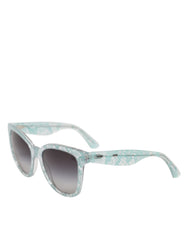Dolce & Gabbana DG4190 Blue Lace Acetate Rectangle Shades Sunglasses