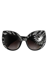 Dolce & Gabbana Black Silver Sequin Butterfly Polarized Sunglasses