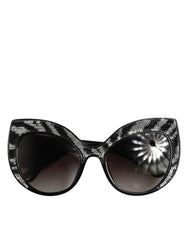 Dolce & Gabbana Black Silver Sequin Butterfly Polarized Sunglasses