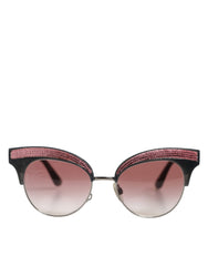 Dolce & Gabbana Black Pink Mirrored Cat Eye Sequined Sunglasses