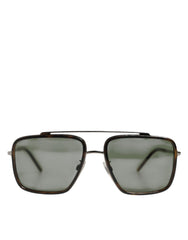 Dolce & Gabbana Silver Metal Frame Polarized Navigator Sunglasses