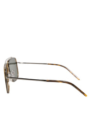 Dolce & Gabbana Silver Metal Frame Polarized Navigator Sunglasses