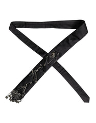 Dolce & Gabbana Black Safety Pins Silk Adjustable Necktie Accessory Tie