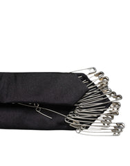 Dolce & Gabbana Black Safety Pins Silk Adjustable Necktie Accessory Tie